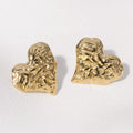 BM Hypoallergenic Stainless Steel Heart Fold Earrings for Women Trendy Studs for Weddings