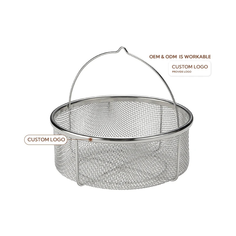 Campingmoon Light Weight Wire Mesh Outdoor Camping Picnic Storage Basket Stainless Steel Drain Basket with Handle MegaBDM