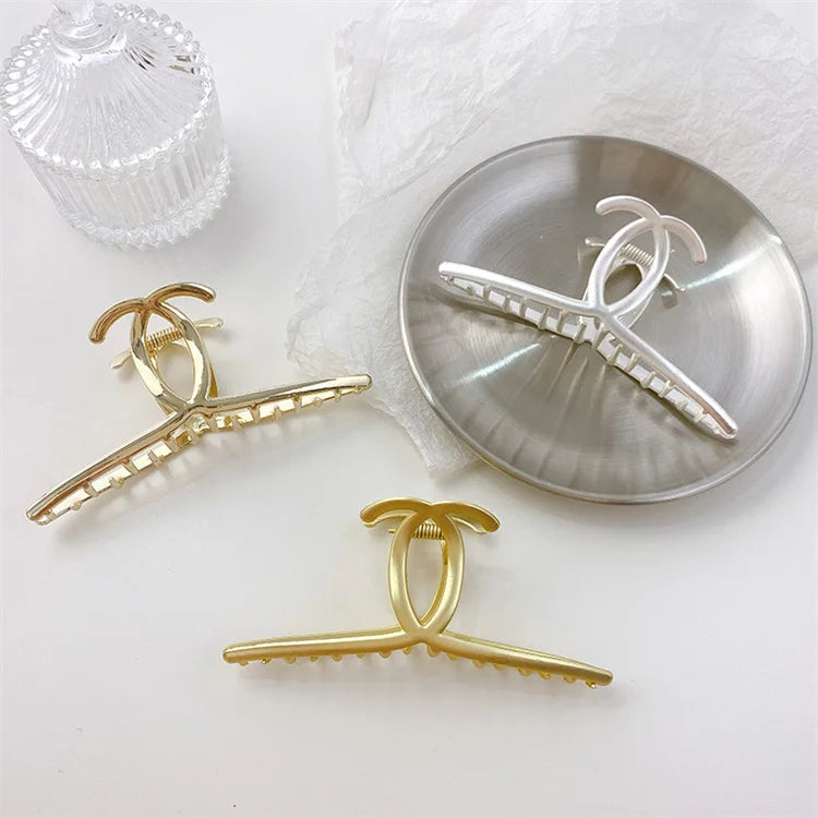 Korean Alloy Smooth Simple Grip Cross Ribbon Hair Clip Back Head Shark Clip