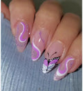 Temooi Wholesale Glitter Butterfly Almond Press on Nails With Nail Glue 24Pcs ABS False Nails