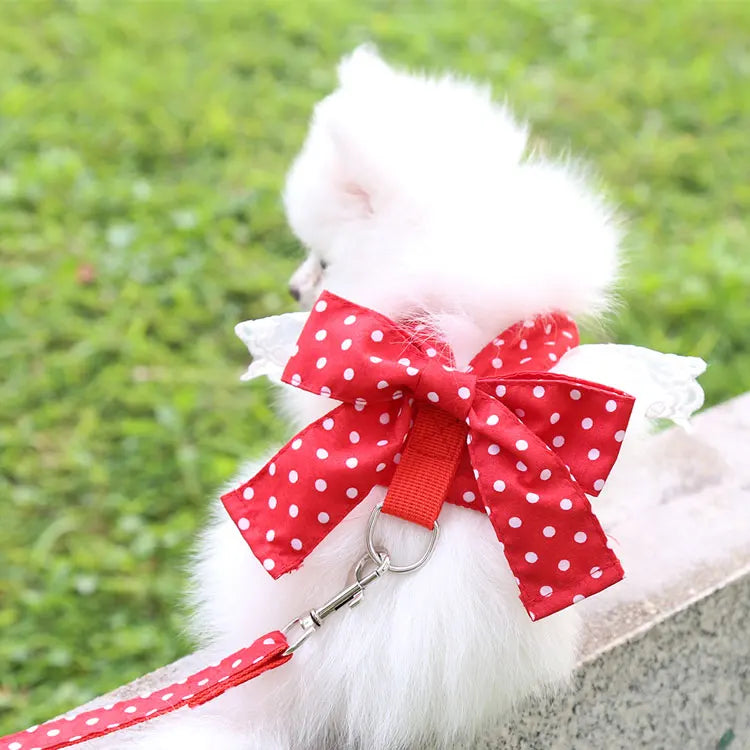Stocked Set Cute Dog Harness with Bow Tie Set