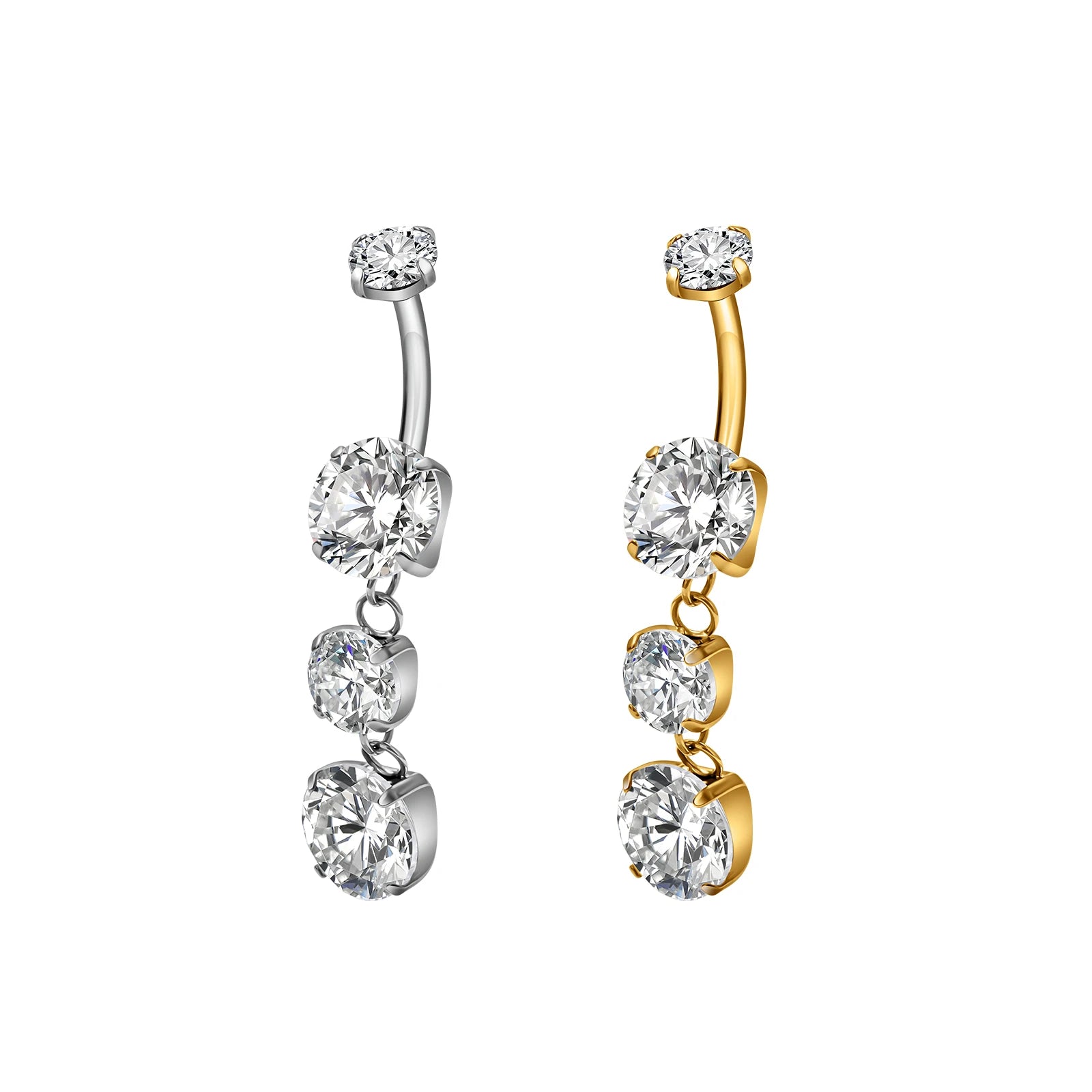 ASTM F136 Titanium 14G Belly Button Ring With Dangle Crystal Pendants Shinning CZ Internally Thread Navel Piercing Rings Jewelry