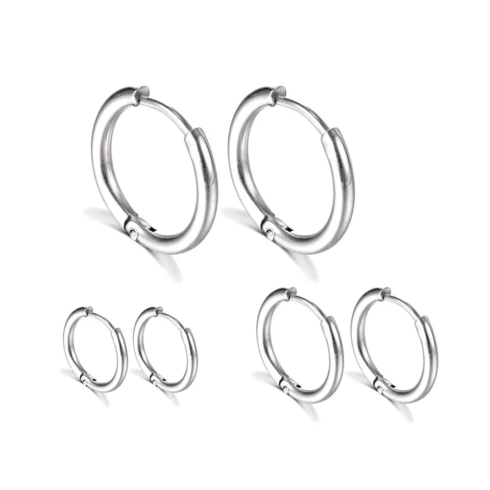 Minimalist Stainless Steel Small Silver Huggie Hoop Earring Set 18k Gold Plated 8mm10mm12mm14mm Plain Huggie Earrings