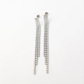 Stainless Steel Chandelier Tassel Dangle Linear Drop Earrings Party Jewelry Clear Austrian Crystal Diamond Tennis Chain Earrings
