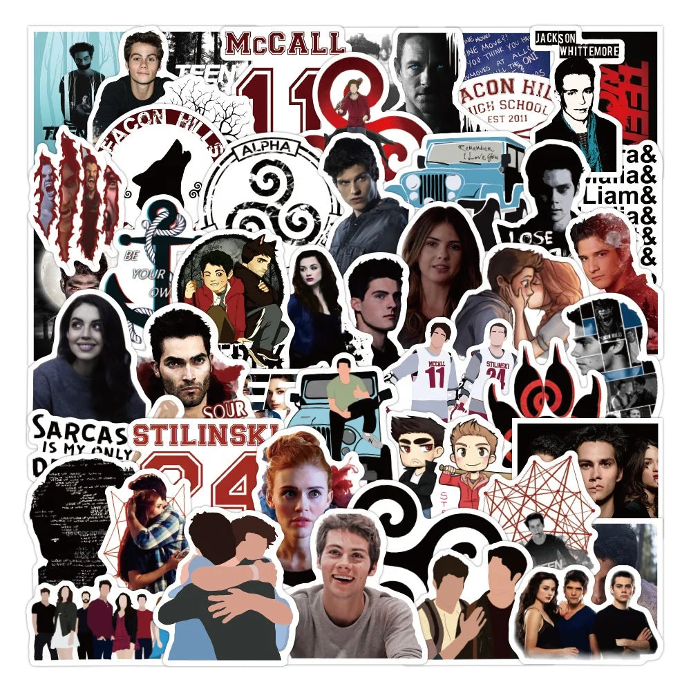 50Pcs Teen Wolf Hot TV Graffiti Sticker for Boy Girl Notebook Daily Phone Diy Decor Waterproof Printing Stickers