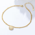 Peishang Customized 2024  Newest Design Bohemia Women's S925 Sterling Silver Anklet Simple Cubic Zircon Chain Shell Beach Ankle