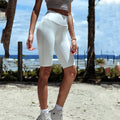 Women's High Waist Gym Shorts Unique Sexy Hole Athletic Biker Work Sports Fitness Shorts Elastic Waist Closure Yoga Shorts