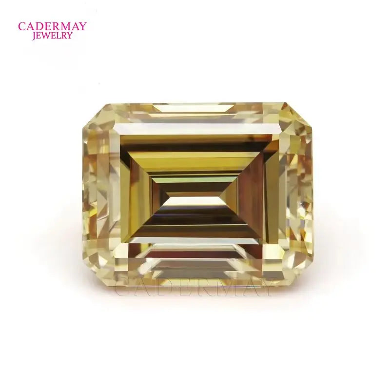 Cadermay 5x7mm 1ct Real Champagne Color Moissanite Diamonds for Vintage Jewelry Making Emerald Cut Loose Synthetic Moissanite