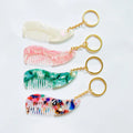 Mini Anti Static Detangler Acetic Acid Hair Comb Leopard Marble Cellulose Acetate Comb With Keychain