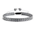 Unisex Jewelry Adjustable Rope Heart Shape Hematite Stone Bracelet