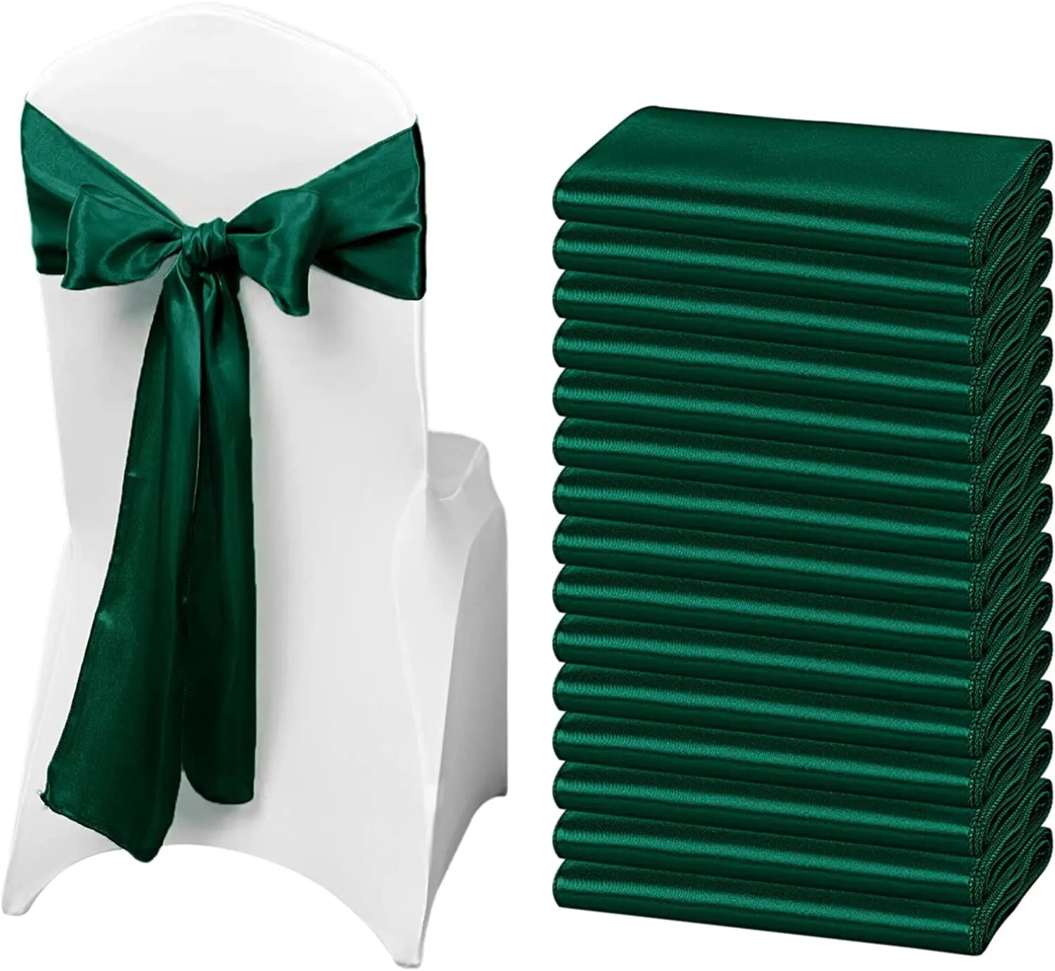 Wedding Party Decor Green Chair Sashes Scene Decoration Back Flower Bow Green Color Ding Silk Scarf Chair Ribbon Chair Streamers