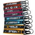 Custom Car Logo Fabric Embroidery Woven Keychains Whistles Lanyard Motorcycle Carabiner Clip  Keychain Custom Key Chains