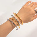 New Design Stainless Steel Irregular Bangle Bracelet for Lady Waterproof Gold Plated Cuff Bracelet Open Size Wholesale Jewelry