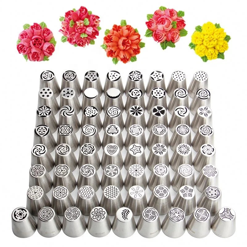 Russian Cake Nozzle Cake Icing Nozzles Set Stainless Steel 304 Cake Decorating Nozzles Tips Baking Tools