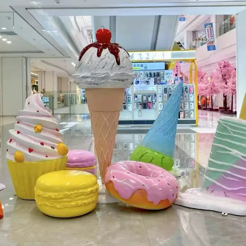 Outdoor Sculpture Modern Giant Display Candy Ice Cream Cone Display Large Statue Sculpture