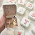 Custom Logo Portable Travel Jewelry Personalized Monogram Jewellery Storage Zipper Rings Bridesmaid Gift Made Velvet PU Leather