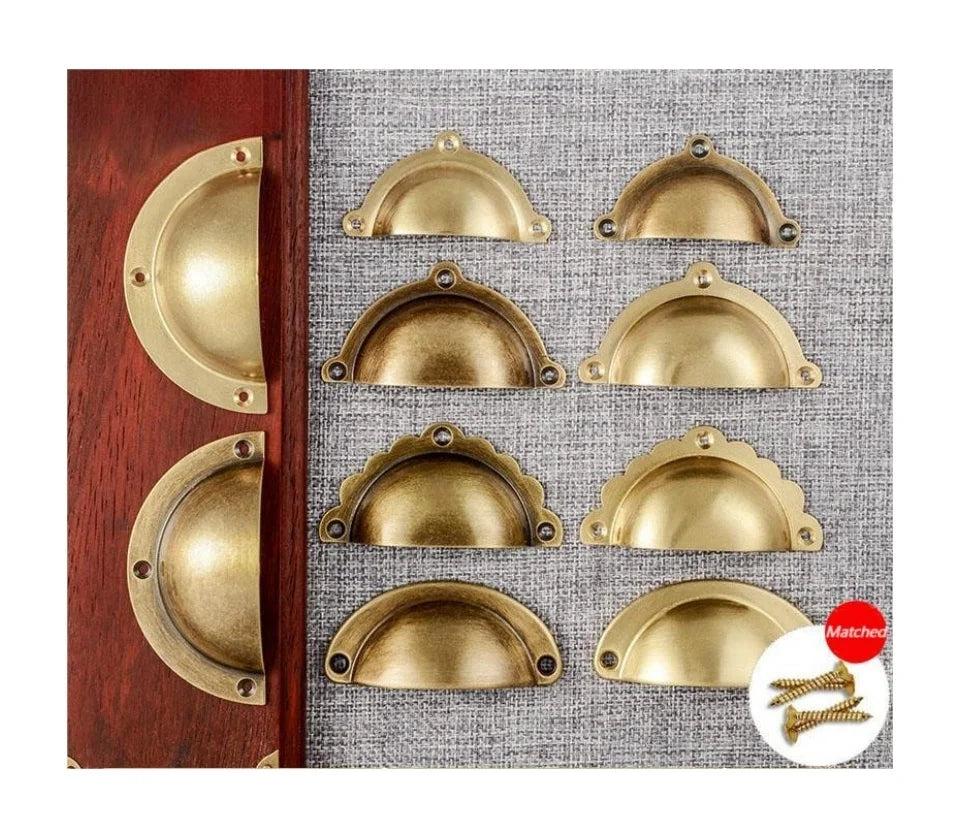 Hot Sale Gold Antique Brass Shell Cabinet Handles Drawer Pulls