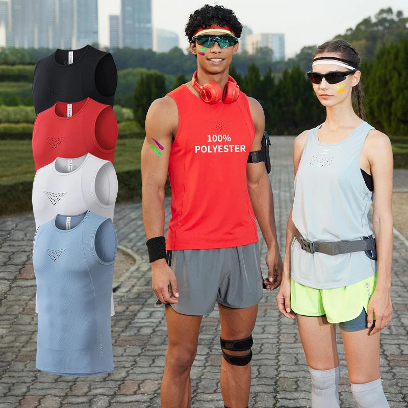 100% Polyester Running Tank Top Men Summer Mesh Breathable Gym Singlet Reflective Workout Vest for Men