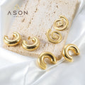 Ason Jewelry 18K Gold Plated Stainless Steel Chunky Hoop Earrings Hollow Statement No Piercing Ear Cuff Clips Earrings for Women
