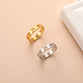 Fashionable Stainless Steel Gold Plated Ring Cute Animal Paw Ring for Women Hollow Out Dog Paw Ring Jewelry Gifts
