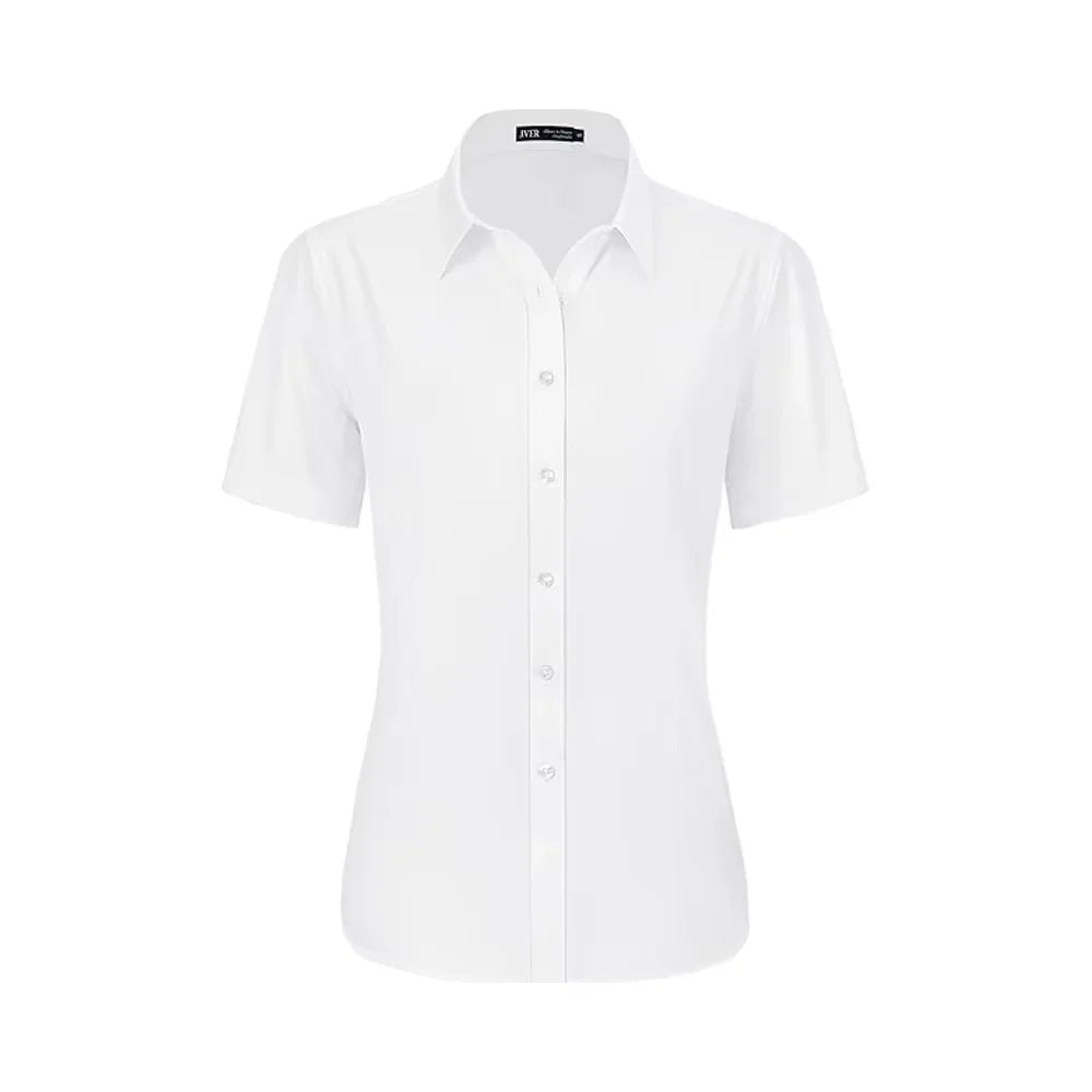 OEM Button-Down Dress Shirts Anti-Static Coveralls Women's Casual Cotton Work Short Sleeve