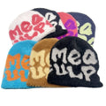 Winter Fashion Y2K Streetwear Warm Furry Mohair  Beanies Cap Personalized Letter Hip Hop Skull Cap Fur Jacquard Beanie Hat
