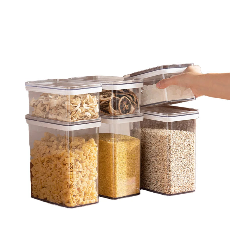 Creative House Kitchen Recycling Dry Food Nuts Fruit Fresh Transparent Safe Storage Box Airtight Storage Container Set With Lid