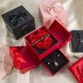 Hot Selling YUANQI Valentine's Day Square Double-layer Rose Bow Gift Box Lipstick Necklace Ring Earring Jewelry Box-ROMANTIC