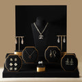 Sundo 2023 Custom Gray Hairline PU Leather & Wood Jewelry Display Stand for Bracelet Earrings Ring Necklace with Bust
