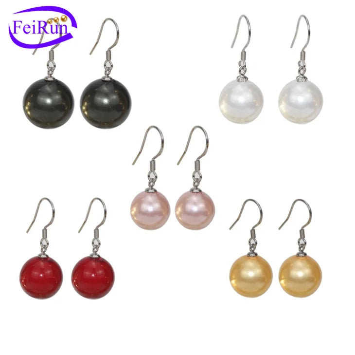 FEIRUN 10mm Shell 925silver Trend Hook Pearl Earring MegaBDM