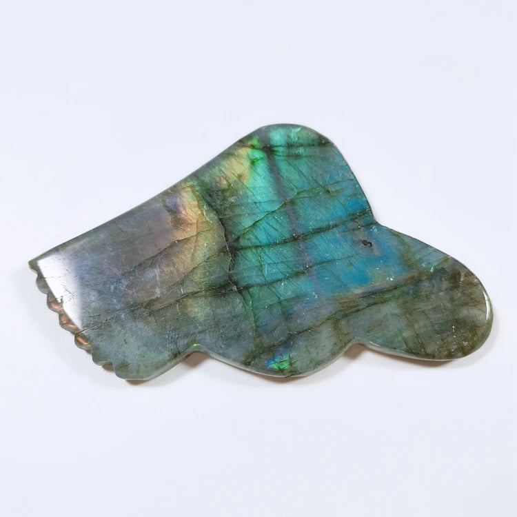 DIY Natural Labradorite Face Jade Roller and Gua Sha Tools Set Orange with Package Box Skin Care & Tools