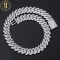Fashion Hip Hop Jewelry Custom 20mm Gold Plated Brass 3 Row CZ Diamond Iced Out Cuban Link Chain Bracelet Necklace for Men Women
