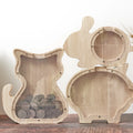 China Supplier Decorative Children Birthday Gift Money Box Wooden Piggy Cat Rabbit Wooden Money Box Saving for Kids