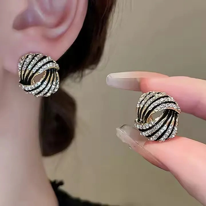 Medieval Vintage Earrings With Diamond Inlay and Staggered Circular Earrings for Women