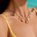 J&D Ocean Series DIY 18K Gold Stainless Steel Pearl Coconut Tree Snake Flower Elephant Charms Necklaces