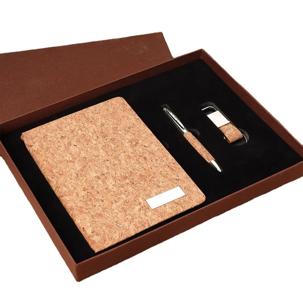 Customized Eco-Friendly 3-in-1 Business Gift Set Notebook Pen Keychain with Custom Logo & Color Exquisite Gift Box for Employees