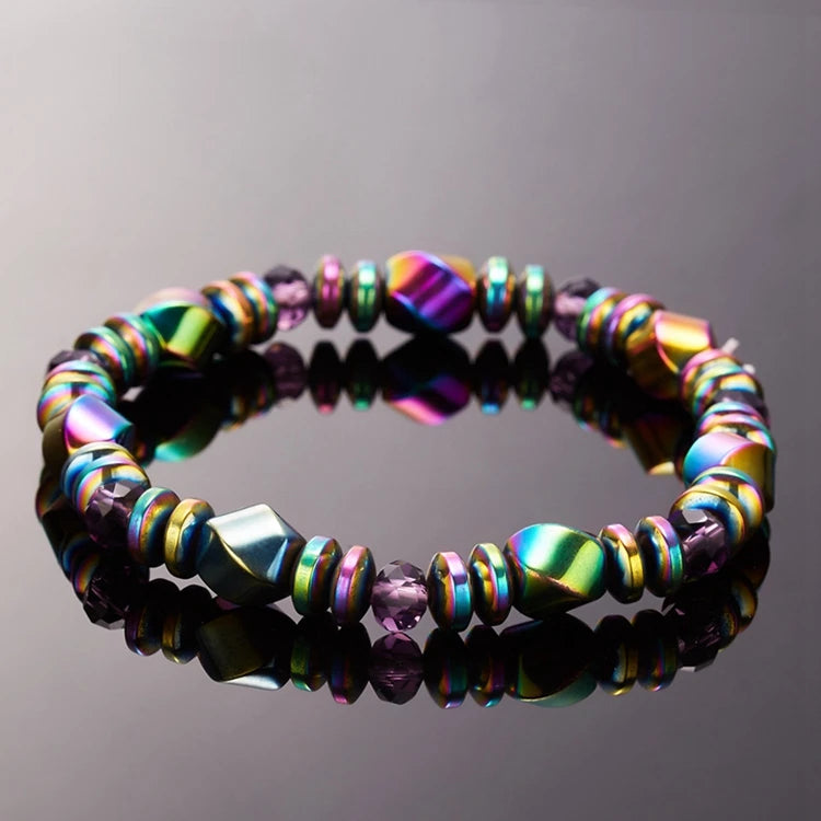 Fashion Stretch Rainbow Color Healing Magnetic Beads Bracelet Jewelry for Women Men