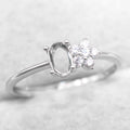 Sterling Silver 4*6mm Semi Mount Ring Frame Empty Blank Support Claw Setting S925 Base Holder Without Center Stone for DIY Inlay