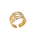BM Eco-friendly Simple Stainless Steel Geometric Gold Layered Rings