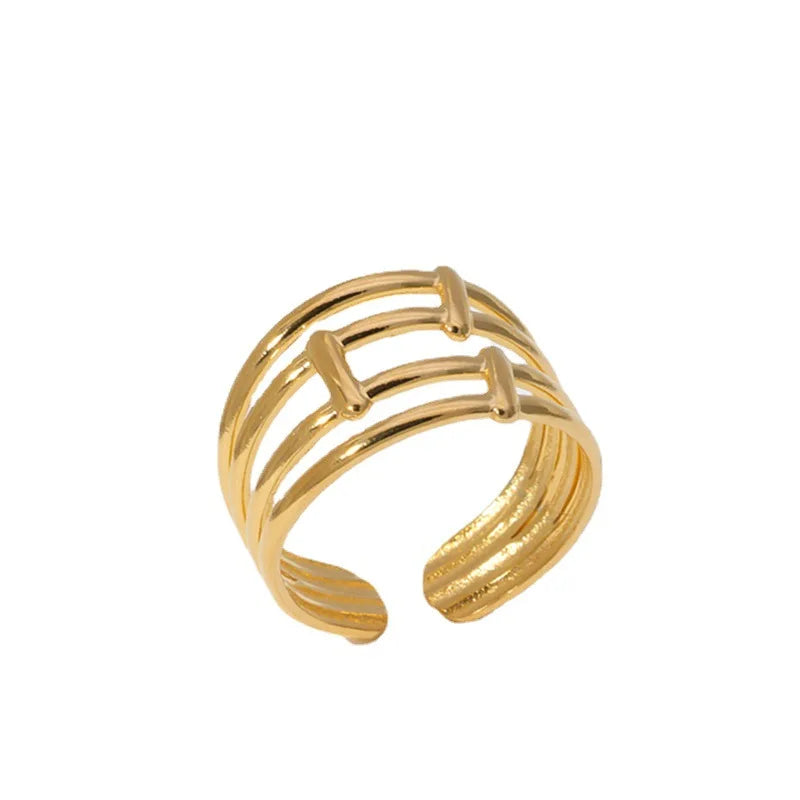 BM Eco-friendly Simple Stainless Steel Geometric Gold Layered Rings