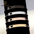 Hot Sell Jewelry DIY Curved Hollow Heart Shape Stainless Steel Women Children's Bracelet Bangles Engrave Bar Box Chain Bracelet
