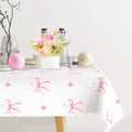 Modern Pink Bow Stars Plastic Rectangular Tablecloth Happy Birthday Home Party Decor Birthday Party Supplies