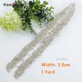 Keering Ab Crystal Rhinestone Applique Trim Clear Beaded Pearl Top Sell Silver and Gold Royal Bule and Clear Stone Fashion Shape