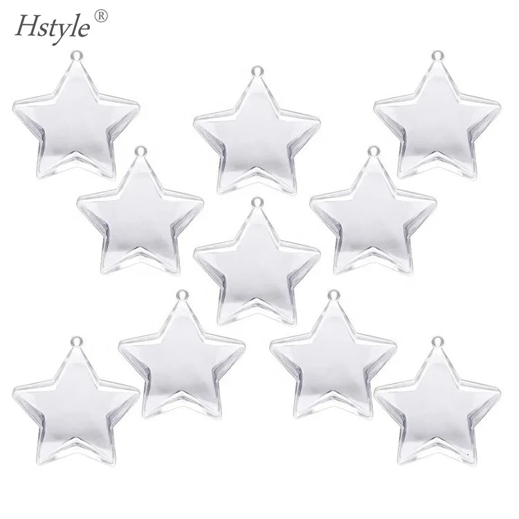 DIY Fillable Balls Clear Plastic Ornaments Balls Christmas Tree Ornament Bauble Decor Christmas Party Supplies-Star Shape SSD346