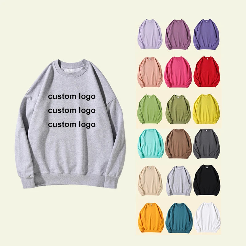 Custom Embroidered Women's Sweatshirts Puff Print Plain Crew Neck Embossed Cotton Jumper Oversized CrewNeck Sweatshirt Women