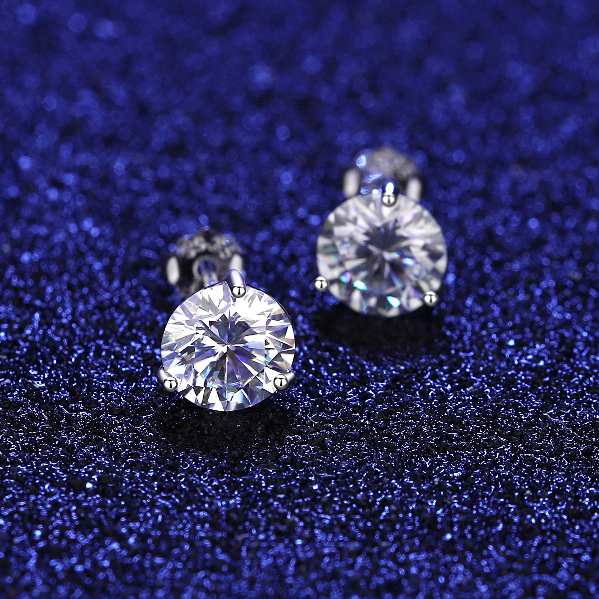 CZCITY VVS 5mm and 6.5MM Earing Lady Diamond 1Carat Moissanite Rhodium Plated 925 Silver Moissanite Earrings