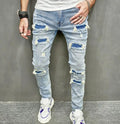Wholesale Designers Pantalones Blue Jeans Mens Ripped Skinny Stretch Denim Pants Slim Men's Jeans With Holes
