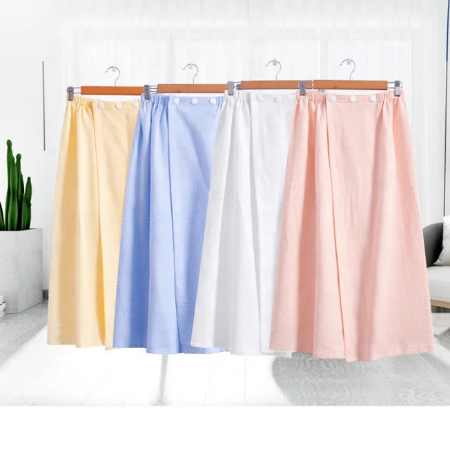 Wholesale Adjustable 100% Cotton Waffle Water Absorbent Spa Body Wraps Bath Towels With Concealed Button