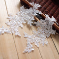 Wedding Dress DIY Lace Embroidered Flower Applique with Sequins for Shoes and Bags Decoration for Wedding Veil Use
