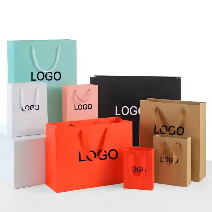 Custom Biodegradable Paper Gift Bags Christmas Print Custom Shopping Packaging Paper Bag